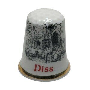 Vintage Norwich Town of Diss England Bone China Souvenir Collectors Thimble